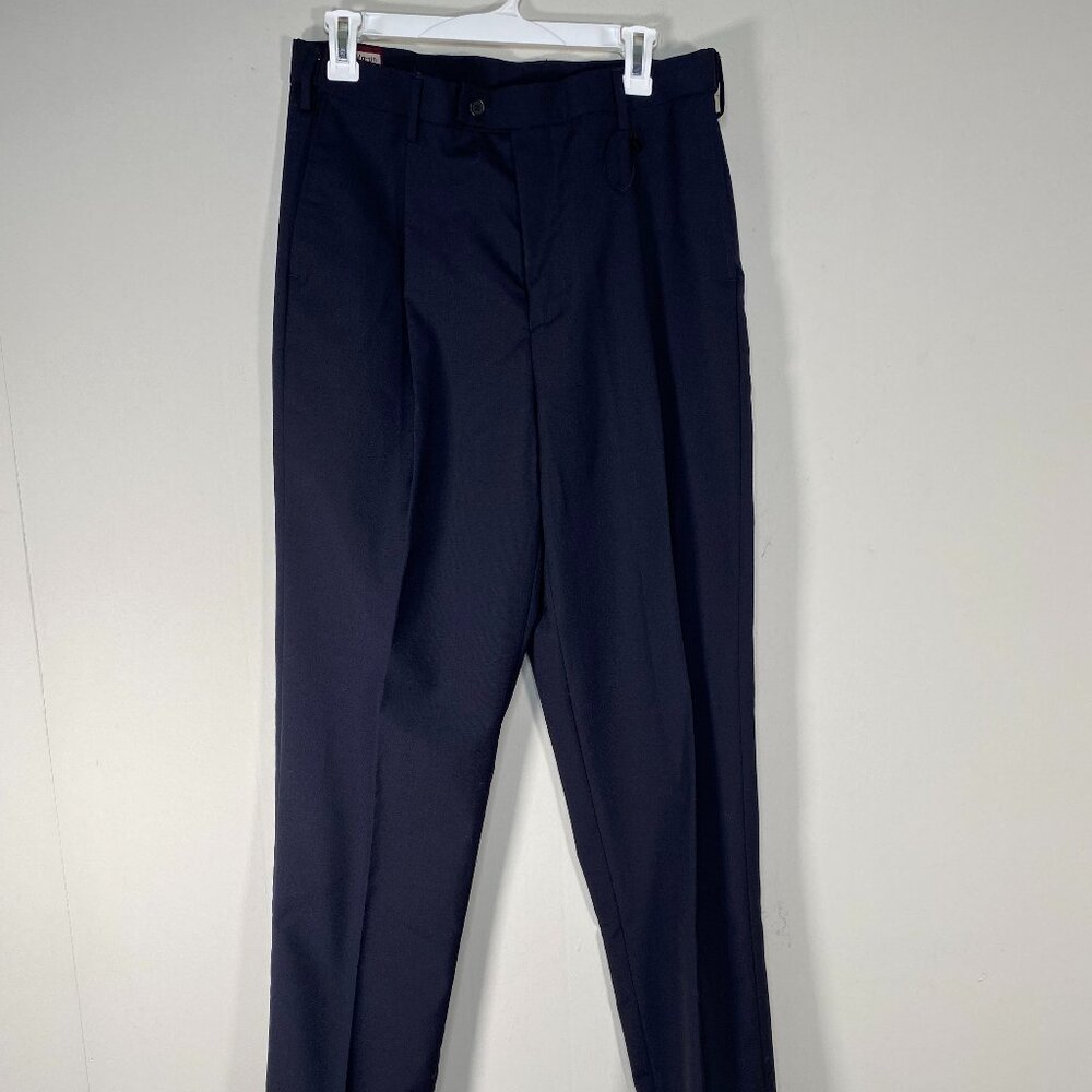 Louis Martin Wool Blend Pleated Uniform Dress Pants Women's 12 Navy Blue NWT